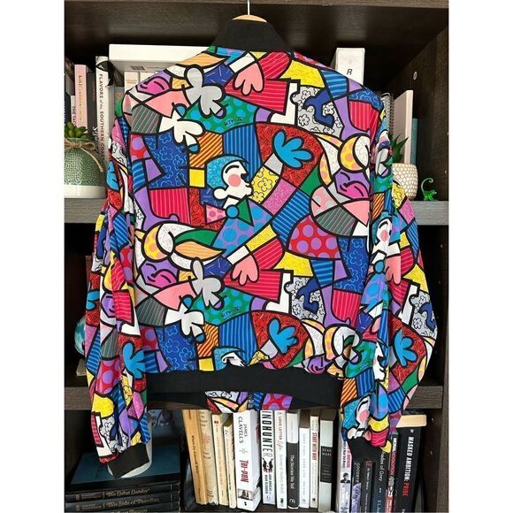 Vintage 1990s Tail Romero Britto Vintage Pop Art Bomber Jacket Size Small - Picture 2 of 11